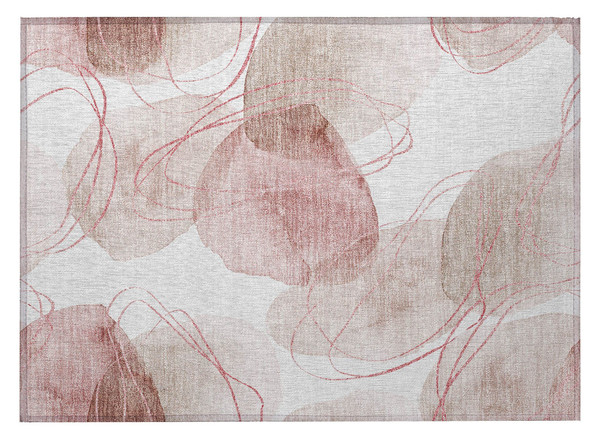 2' X 3' Merlot and Ivory Abstract Washable Non Skid Indoor Outdoor Area Rug N270-562119
