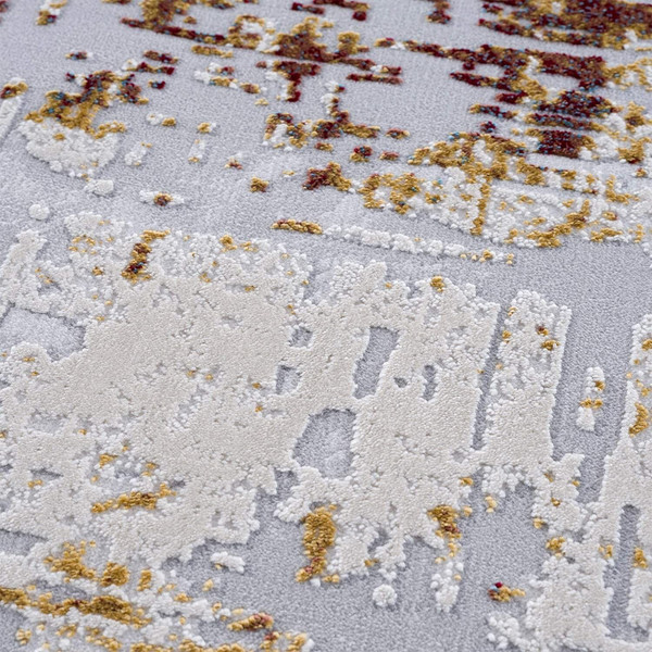 4' X 6' Abstract Beige And Gold Modern Area Rug N270-390458