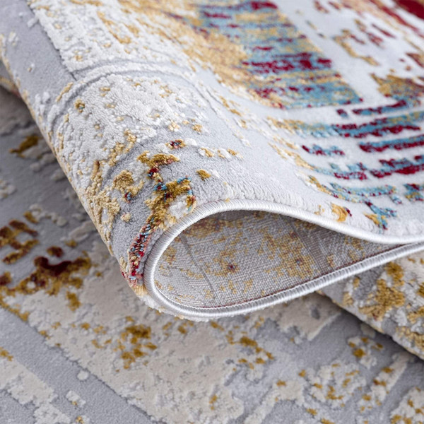 4' X 6' Abstract Beige And Gold Modern Area Rug N270-390458