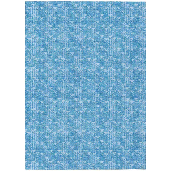 8' X 10' Blue Geometric Washable Indoor Outdoor Area Rug N270-560052