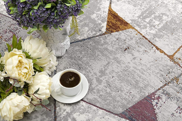 8' X 11' Grey Geometric Area Rug N270-391821