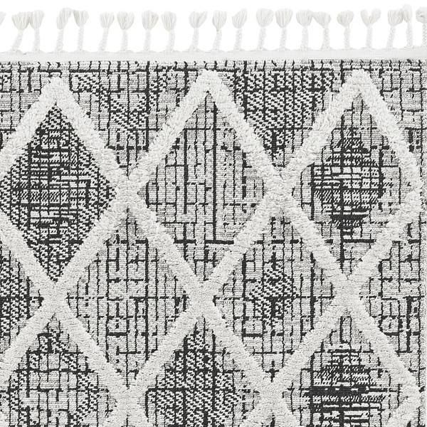 8' Runner Charcoal Geometric Runner Rug N270-375665