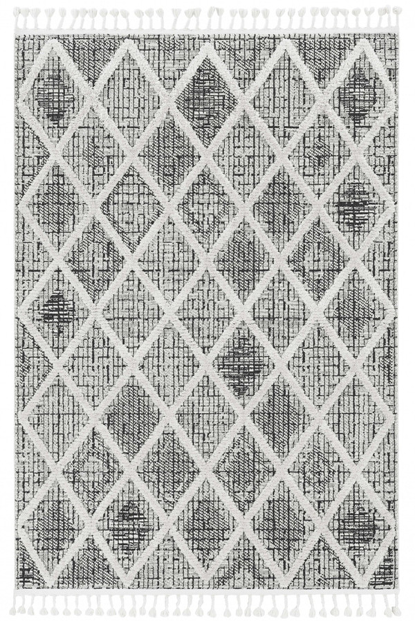 8' Runner Charcoal Geometric Runner Rug N270-375665