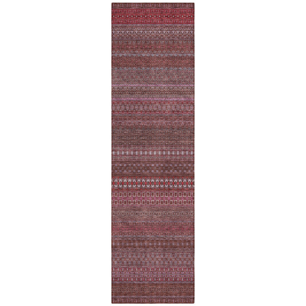 2' X 8' Merlot Striped Washable Indoor Outdoor Runner Rug N270-560736