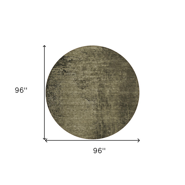 8' Round Gray Round Abstract Washable Non Skid Indoor Outdoor Area Rug N270-562691