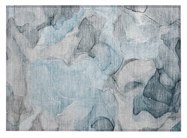 2' X 3' Teal Abstract Washable Non Skid Indoor Outdoor Area Rug N270-559532