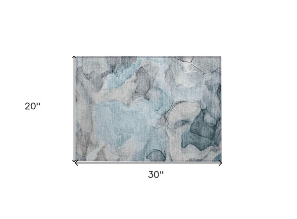 2' X 3' Teal Abstract Washable Non Skid Indoor Outdoor Area Rug N270-559532