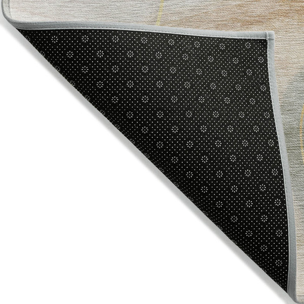 8' Runner Beige and Green Abstract Washable Non Skid Indoor Outdoor Runner Rug N270-562138