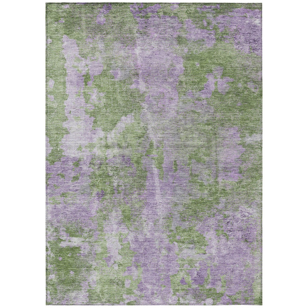 3' X 5' Green and Purple Abstract Washable Non Skid Indoor Outdoor Area Rug N270-564272