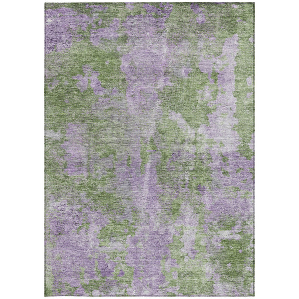 3' X 5' Green and Purple Abstract Washable Non Skid Indoor Outdoor Area Rug N270-564272