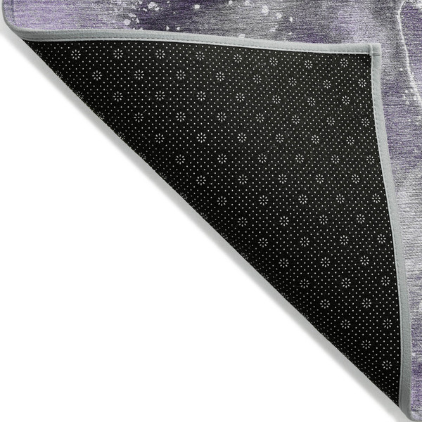 8' Round Gray and Purple Round Abstract Washable Non Skid Indoor Outdoor Area Rug N270-560324