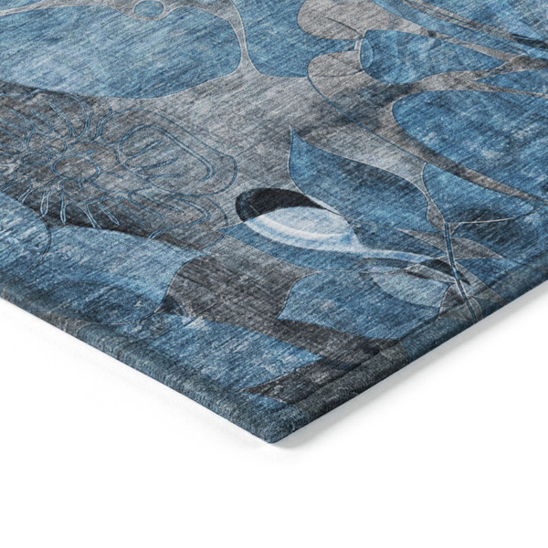 8' X 10' Blue and Gray Abstract Washable Indoor Outdoor Area Rug N270-563022