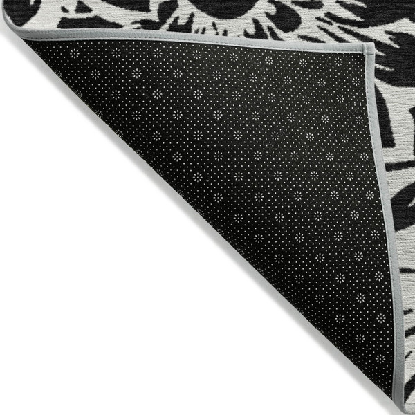 3' X 5' Black and Ivory Floral Washable Non Skid Indoor Outdoor Area Rug N270-562410
