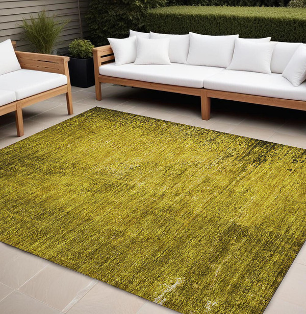 9' X 12' Gold Abstract Washable Non Skid Indoor Outdoor Area Rug N270-562684