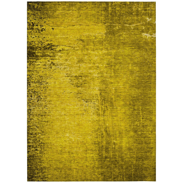 9' X 12' Gold Abstract Washable Non Skid Indoor Outdoor Area Rug N270-562684