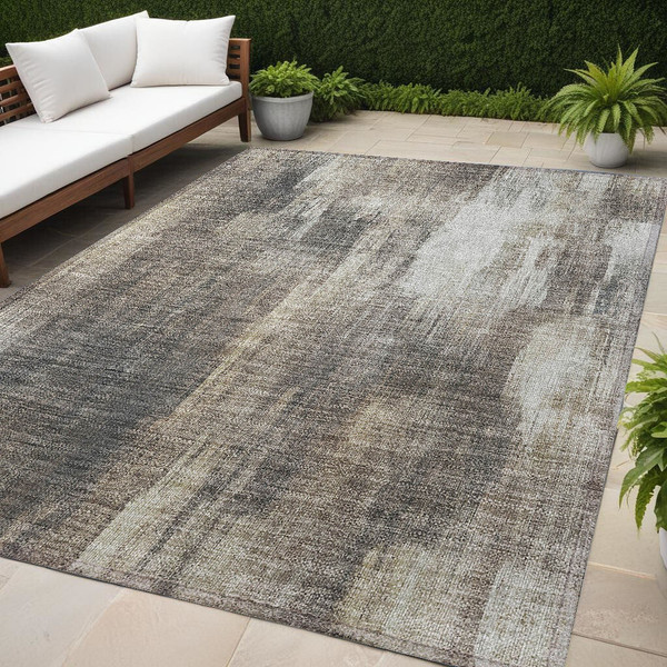 5' X 8' Taupe and Gray Abstract Washable Non Skid Indoor Outdoor Area Rug N270-563614