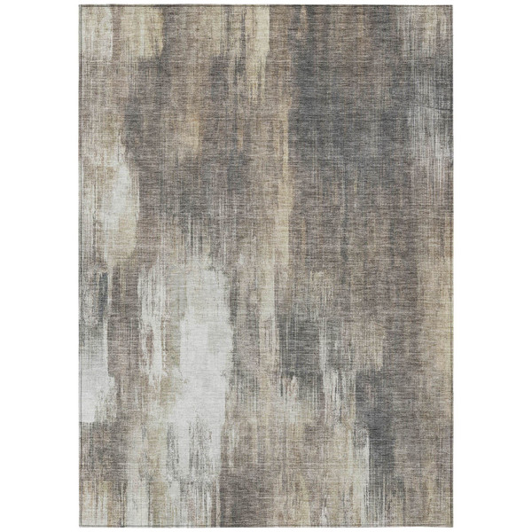 5' X 8' Taupe and Gray Abstract Washable Non Skid Indoor Outdoor Area Rug N270-563614