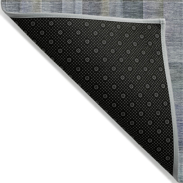 9' X 12' Blue Gray and Green Plaid Washable Non Skid Indoor Outdoor Area Rug N270-561489