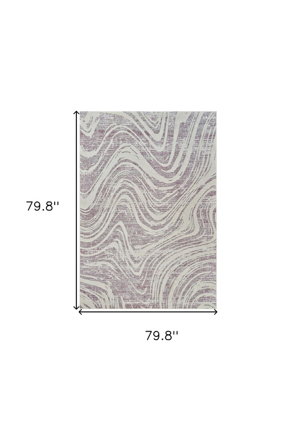 7' X 10' Beige and Purple Abstract Distressed Area Rug N270-558834