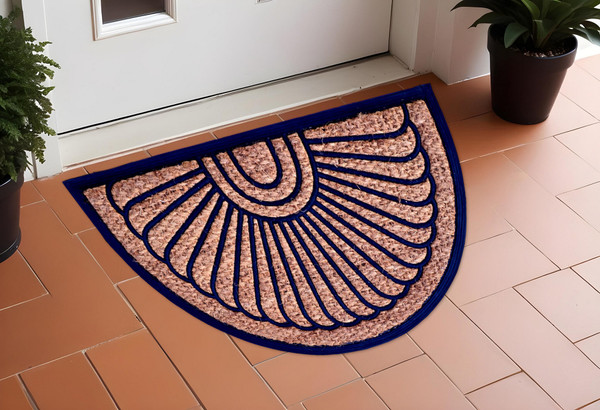 18" X 30" Brown and Black Rubber Geometric Outdoor Semi Circle Door Mat N270-555501
