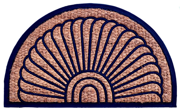 18" X 30" Brown and Black Rubber Geometric Outdoor Semi Circle Door Mat N270-555501