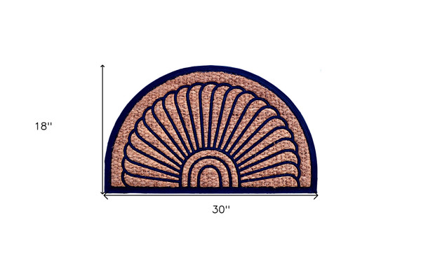 18" X 30" Brown and Black Rubber Geometric Outdoor Semi Circle Door Mat N270-555501
