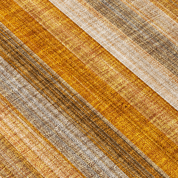 2' X 3' Orange Ivory and Gray Striped Washable Non Skid Indoor Outdoor Area Rug N270-562065