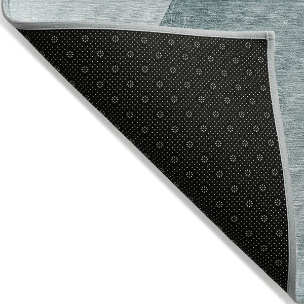 5' X 8' Ivory Teal and Gray Abstract Washable Non Skid Indoor Outdoor Area Rug N270-562204