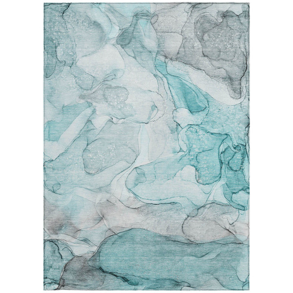 5' X 8' Gray and Ivory Abstract Washable Non Skid Indoor Outdoor Area Rug N270-559969
