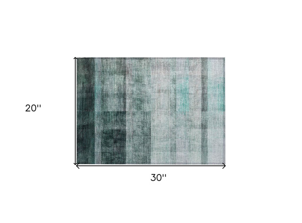 2' X 3' Teal Ombre Washable Non Skid Indoor Outdoor Area Rug N270-563682