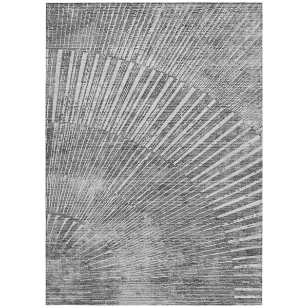 9' X 12' Gray and Ivory Abstract Washable Non Skid Indoor Outdoor Area Rug N270-561973