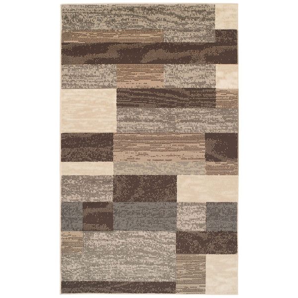 5' X 8' Slate Patchwork Power Loom Stain Resistant Area Rug N270-487097