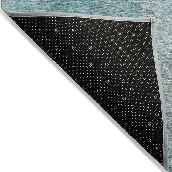 8' Round Teal Round Abstract Washable Non Skid Indoor Outdoor Area Rug N270-563318