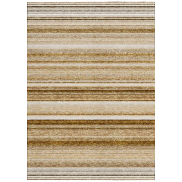 5' X 8' Chocolate Striped Washable Non Skid Indoor Outdoor Area Rug N270-561009