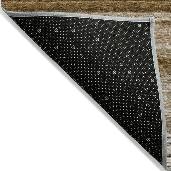 5' X 8' Chocolate Striped Washable Non Skid Indoor Outdoor Area Rug N270-561009