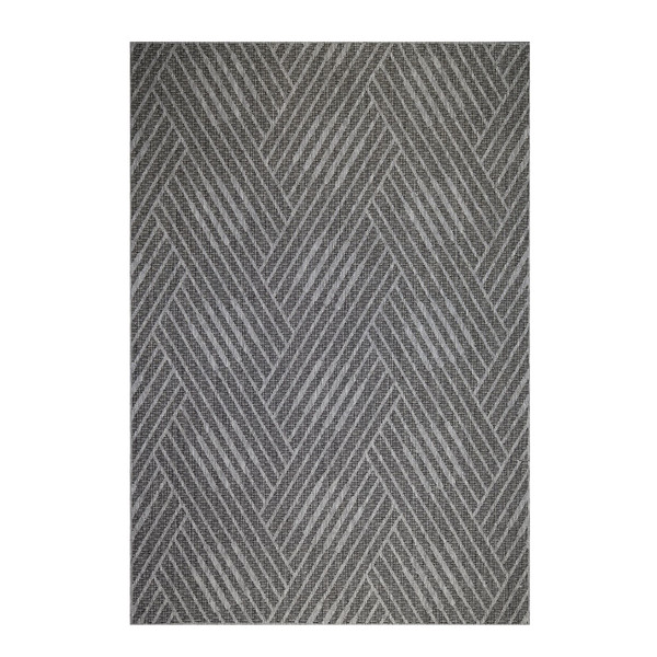 8' X 10' Gray and Blue Geometric Stain Resistant Indoor Outdoor Area Rug N270-531613