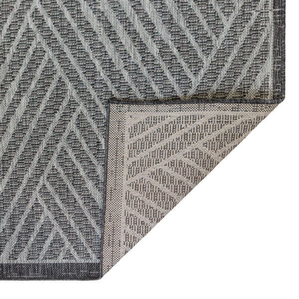 8' X 10' Gray and Blue Geometric Stain Resistant Indoor Outdoor Area Rug N270-531613
