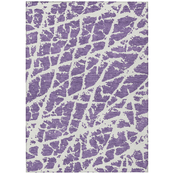 9' X 12' Purple and White Abstract Washable Non Skid Indoor Outdoor Area Rug N270-559314