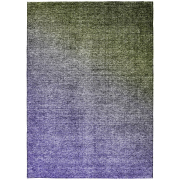 9' X 12' Olive Green and Purple Ombre Washable Non Skid Indoor Outdoor Area Rug N270-563725