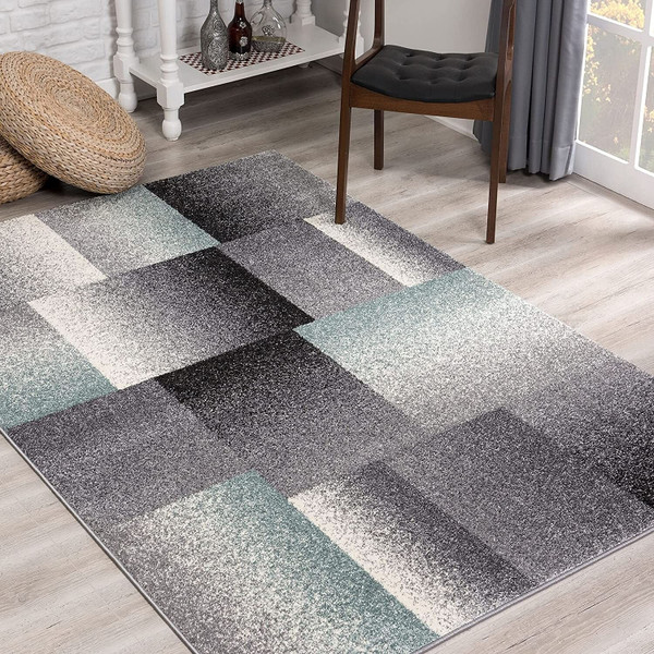 7' X 9' Gray Modern Geometric Area Rug N270-390341