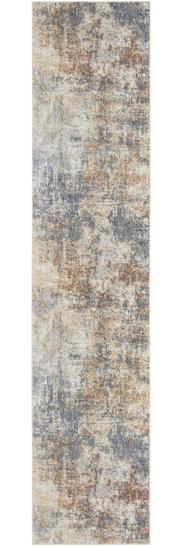 10' Runner Cream Abstract Power Loom Runner Rug N270-532816