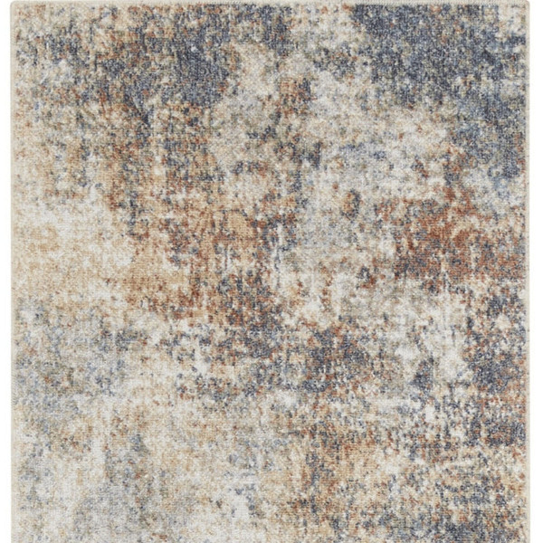 10' Runner Cream Abstract Power Loom Runner Rug N270-532816