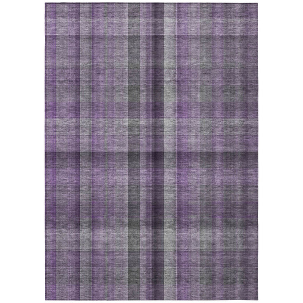 3' X 5' Purple Plaid Washable Non Skid Indoor Outdoor Area Rug N270-562239