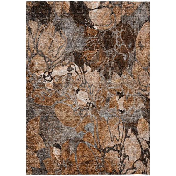 8' X 10' Chocolate Terracotta and Ivory Abstract Washable Indoor Outdoor Area Rug N270-563058