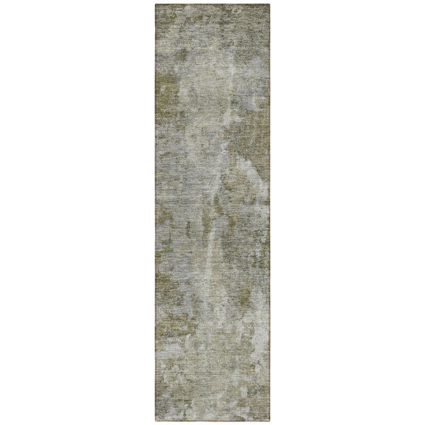 8' Runner Green Abstract Washable Non Skid Indoor Outdoor Runner Rug N270-564225