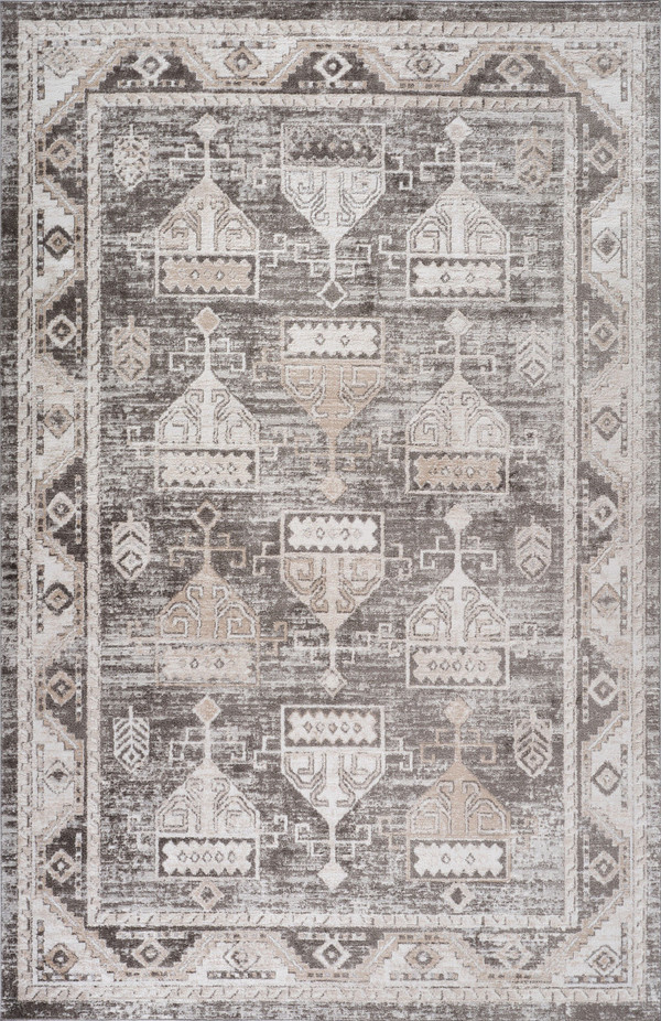 4' X 6' Beige and Brown Abstract Distressed Area Rug N270-558984