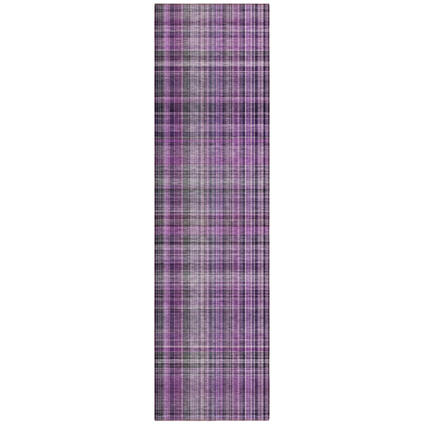 8' Runner Purple Plaid Washable Non Skid Indoor Outdoor Runner Rug N270-561904