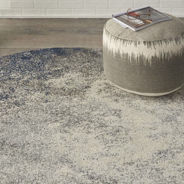 4' Gray And Ivory Round Abstract Power Loom Area Rug N270-385293