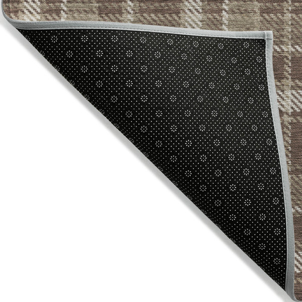 8' Round Chocolate and Ivory Round Plaid Washable Non Skid Indoor Outdoor Area Rug N270-563345
