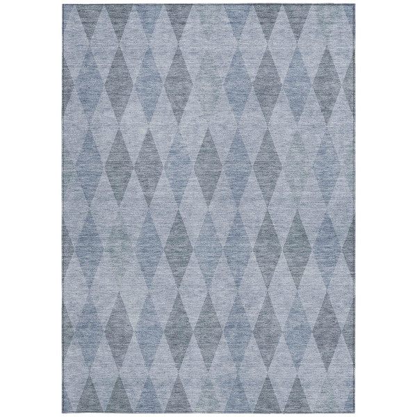 8' X 10' Denim Blue Geometric Washable Non Skid Indoor Outdoor Area Rug N270-563238